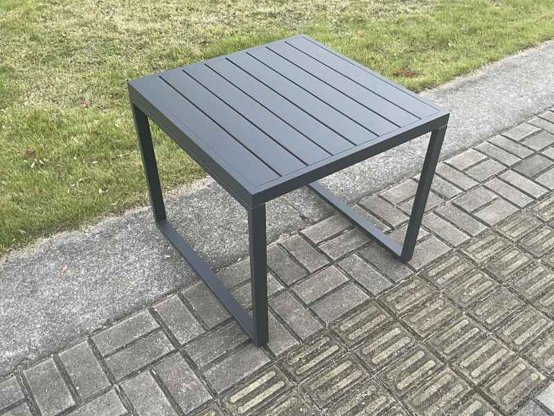 Fimous Aluminium 9 Pieces Garden Furniture Sofa Set with Cushions 10 Seater Gas Fire Pit Dining Table Set with 2 Side Tables 3 Footstools Dark Grey