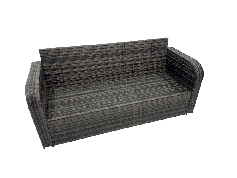 Fimous 8 Seat Outdoor Wicker PE Rattan Garden Furniture Set Dining Table Sofa Set with 2 Big Stool Side Table Dark Grey Mixed