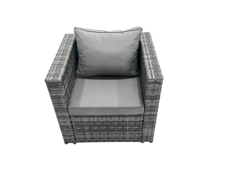 Fimous Outdoor Rattan Garden Furniture Set 9 Seater Patio Lounge Sofa Set with Armchair Square Coffee Table 4 Footstool Dark Grey Mixed