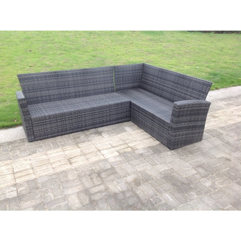 Fimous 9 Seater High Back Rattan Garden Furniture Set Corner Sofa With Black Tempered Glass Dining Table 3 Stool
