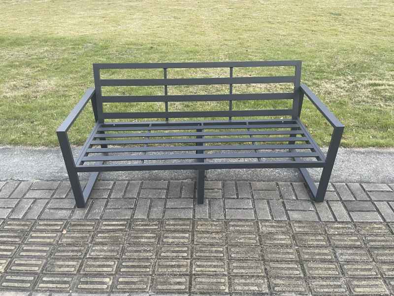 Fimous Aluminium 3 Pieces Garden Furniture Sofa Set with Cushions 6 Seater Outdoor Patio Set with Square Coffee Table Dark Grey