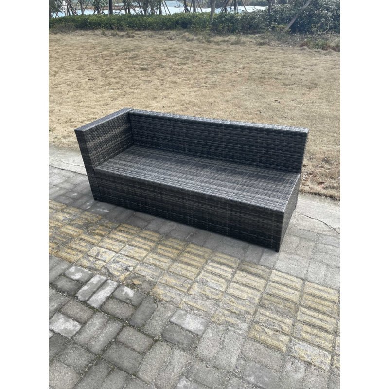 Fimous Rattan Corner Sofa Set Gas Firepit Dining Table Set Patio Heater Burner With Big Footstool Dark Grey Mixed 9 Seater