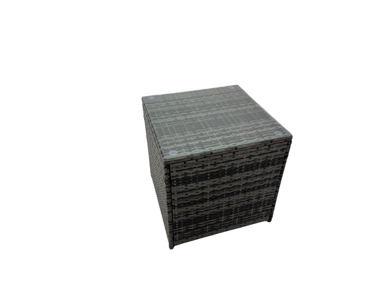 Fimous Outdoor Corner Sofa Dining Table Set Garden Rattan Furniture Set 8 Seater with Side Table 2 Big Stools Dark Grey