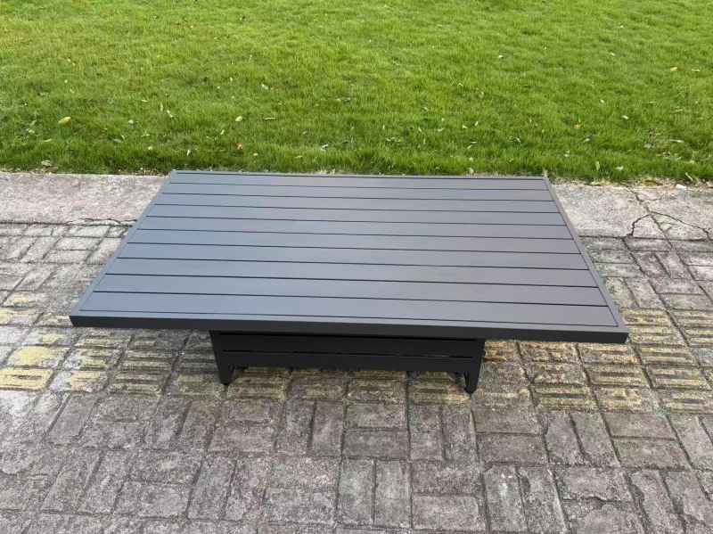 Fimous Aluminium Garden Furniture Sets,7 Seater Outdoor Sofa Dining Set with Adjustable Rising Lifting Dining Table 2 Side Tables Cushions for Yard,Poolside, Patio, Dark Grey