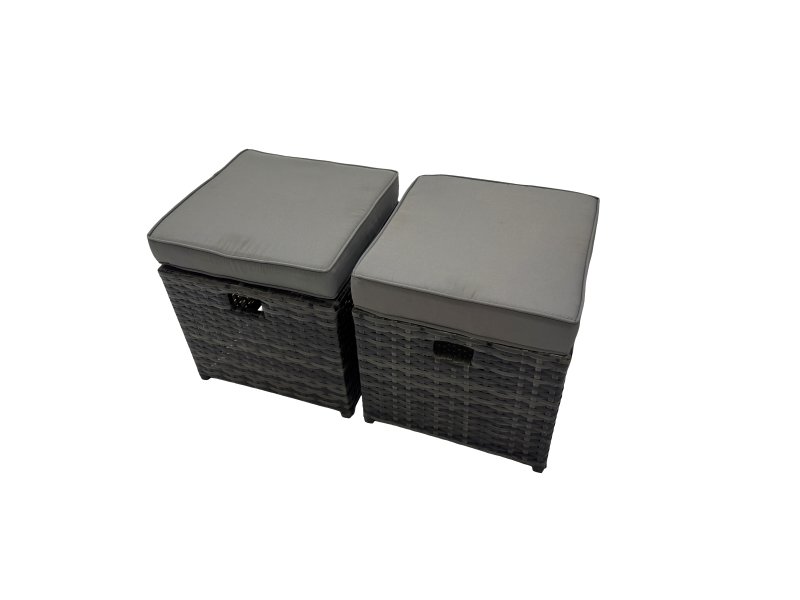 Fimous Outdoor 3 Seater Sofa Coffee Table Set Garden Rattan Furniture Set 13 Seater with 4 Stools Dark Grey