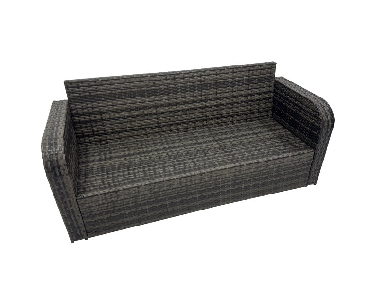 Fimous 3 Seater Sofa Reclining Chair Coffee Table Set Rattan Garden Outdoor Furniture Set with 4 Stools Dark Grey Mixed