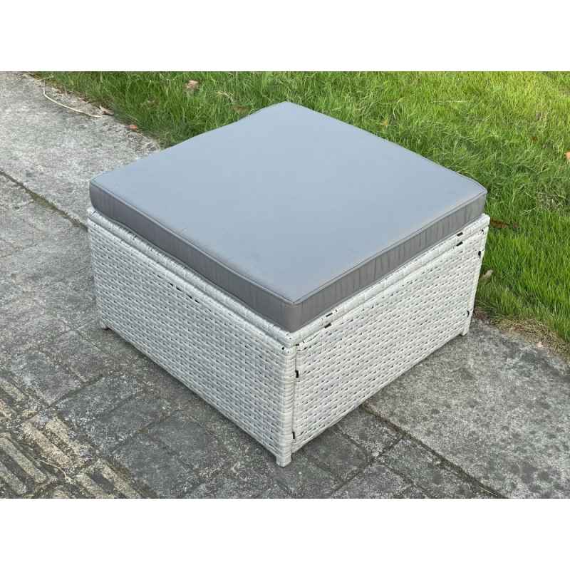 Fimous Light Grey Lounge Outdoor PE Rattan Garden Furniture Set Wicker Sofa Set Oblong Coffee Table With 2 Armchair