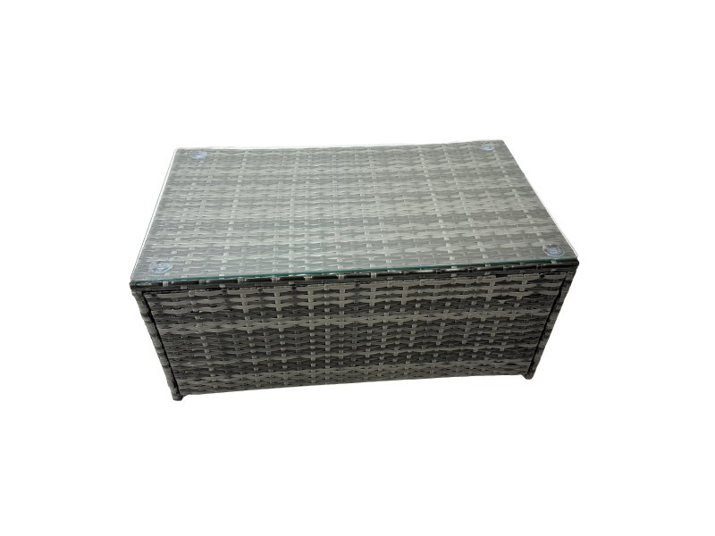 Fimous 9 Seat Rattan High Back Corner Sofa Set Patio Coffee Table Set with 2 Big Stools Dark Grey Mixed