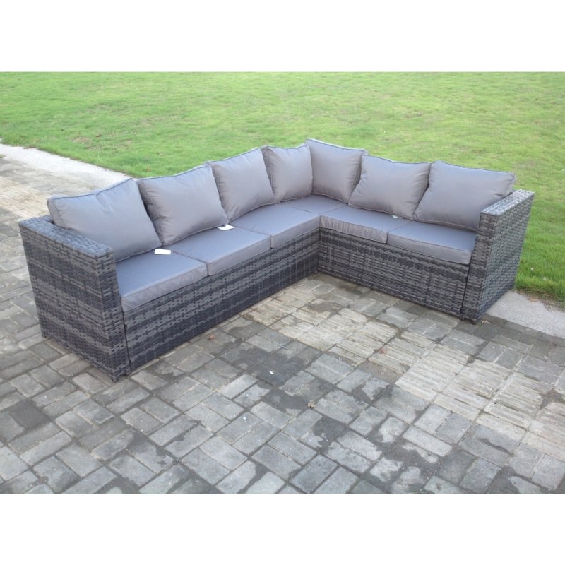 Fimous Rattan Corner Sofa Set Garden Furniture With Chair Coffee Table And Side Table