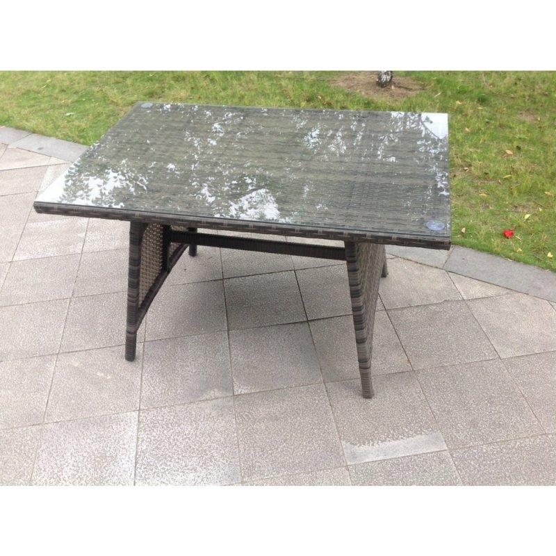 Fimous 6 Seater Grey Rattan Sofa Dining Set 2 Tables Garden Furniture Outdoor