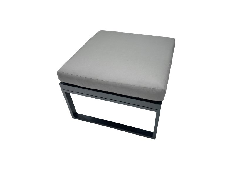 Fimous Outdoor Garden Furniture Set Aluminium Lounge 3 Seat Sofa Oblong Coffee Table Sets with 4 Stools Dark Grey