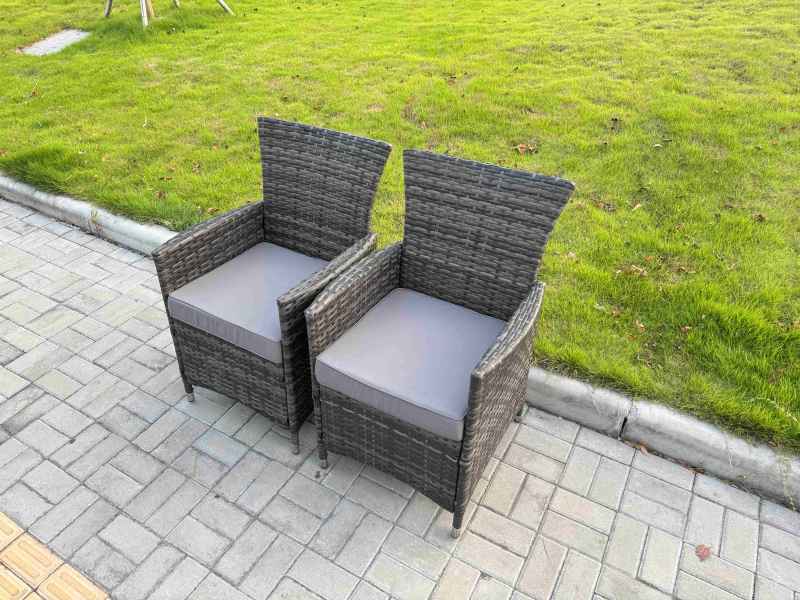 Fimous 5-Piece PE Rattan Garden Furniture 4 Seater Garden Medium Round Table and Chairs for Patio Dark Grey Mixed
