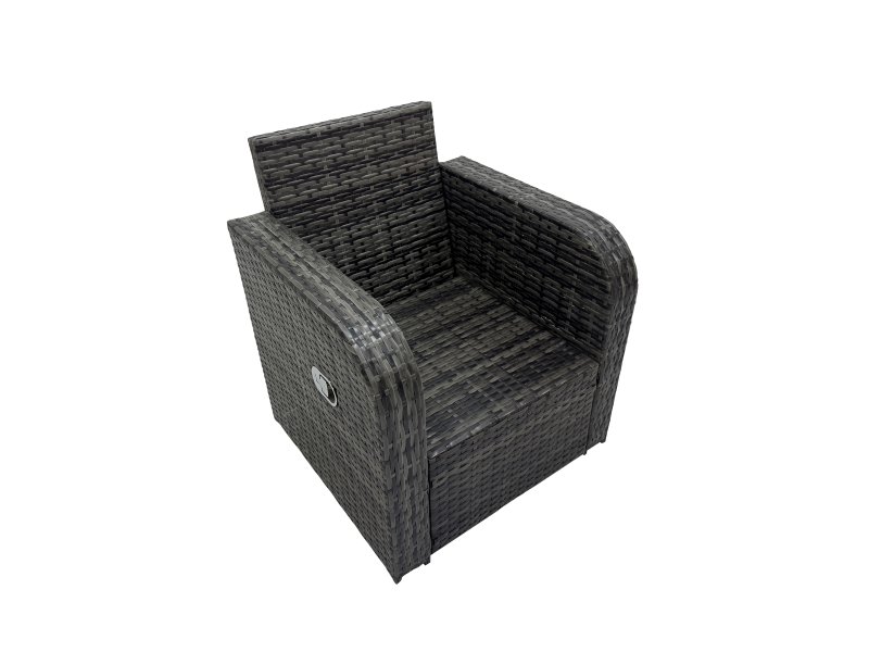 Fimous 8 Seat Outdoor Wicker PE Rattan Garden Furniture Set Dining Table Sofa Sets with 2 Big Stools Dark Grey Mixed