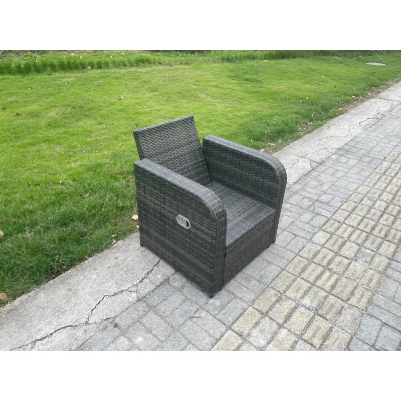 Fimous Outdoor Garden Furniture Sets 5 Seater Wicker Rattan Furniture Sofa Sets with Rectangular Coffee Table Reclining Chair 3 Seater Sofa