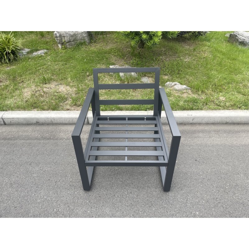 Fimous Aluminum Top 6 Seat Garden Furniture Dining Set Gas Fire Pit Table And Chairs Burner Heater Patio Outdoor Dark Grey