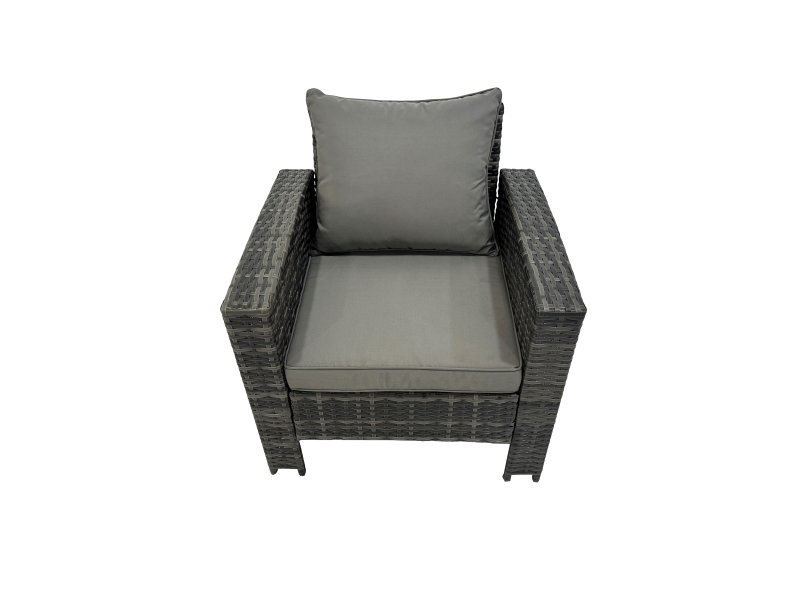 Fimous 8 Seater Wicker PE Rattan Furniture Outdoor Dining Table Double Seat Sofa 2 Side Tables 4 Stools Set Dark Grey Mixed