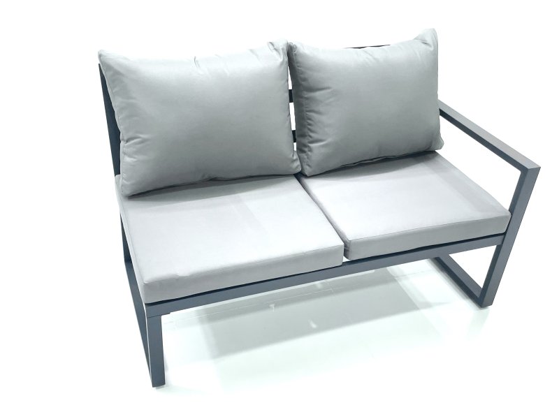Fimous 11 Seater Outdoor Aluminum Garden Furniture Set Corner Sofa 2 Chair 2 Big Footstools Adjustable Rising Lifting Dining Table Sets Dark Grey