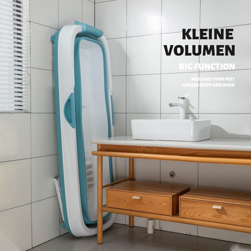 Fimous Portable Folding Shower Bathtub Adult Freestanding Bathtub for Small Bathrooms with Soap Basket