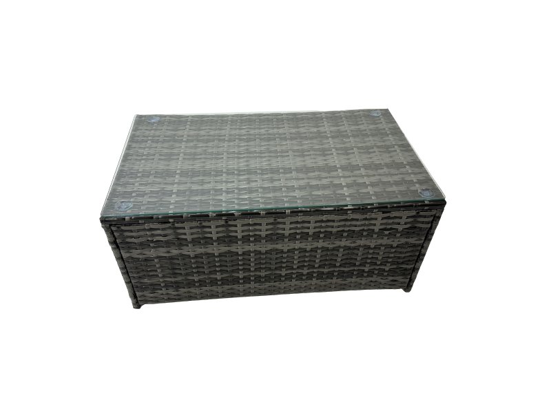 Fimous Outdoor Love Sofa 3 Seater Sofa Coffee Table Set Garden Rattan Furniture Set 8 Seater with 2 Side Tables 3 Stools Dark Grey