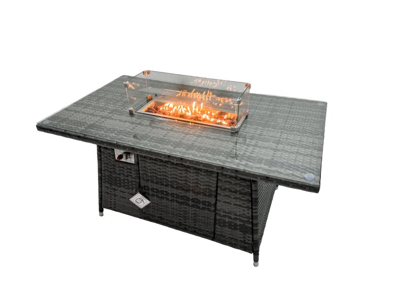 Fimous Rattan Garden Furniture Firepit Dining Set 9 Seater Lounge Sofa Table Set with side table 4 Footstool