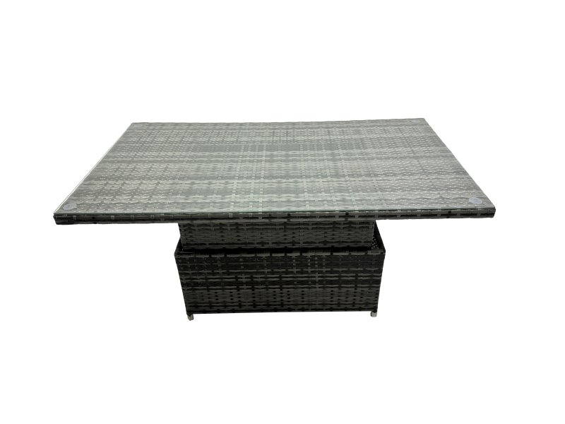 Fimous Outdoor Love Sofa Set 5 Seat Rattan Garden Furniture Set with Adjustable Lifting Dining or Coffee Table Dark Grey Mixed