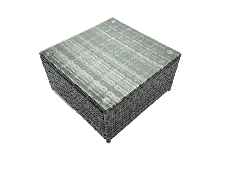 Fimous Outdoor Rattan Garden Furniture Set 10 Seater Patio Lounge Sofa Set with Armchair Square Coffee Table Side Table 2 Big Footstool Dark Grey Mixed