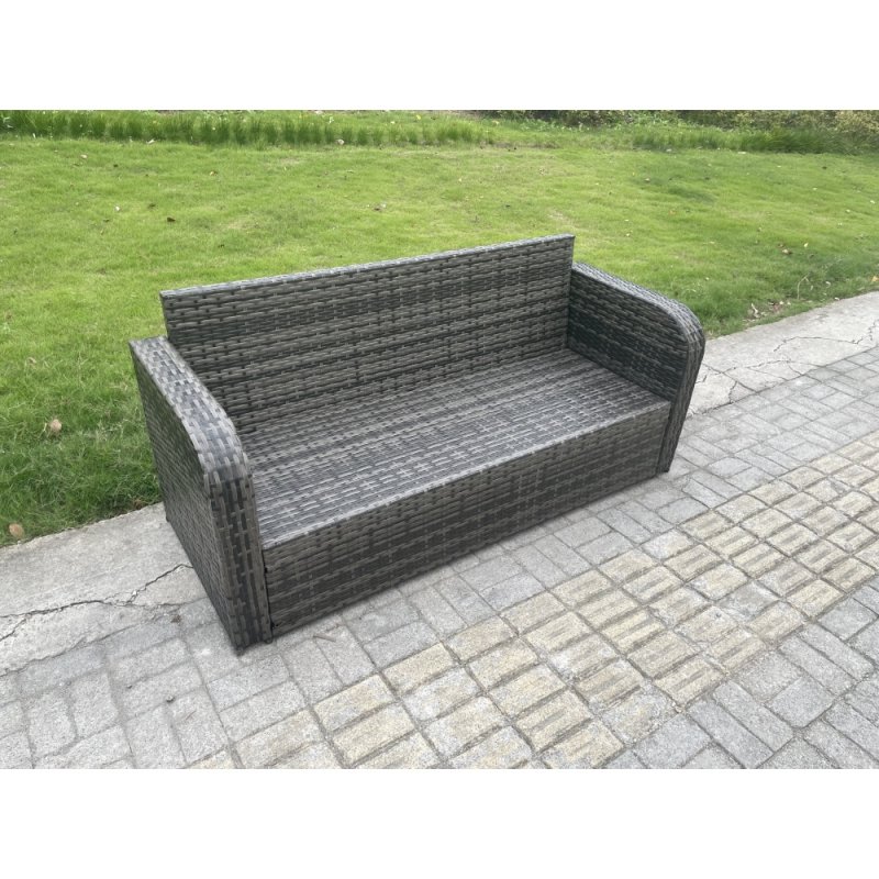 Fimous Outdoor Garden Furniture Sets 7 Seater Wicker Rattan Furniture Sofa Sets with Rectangular Coffee Table 3 Seater Sofa