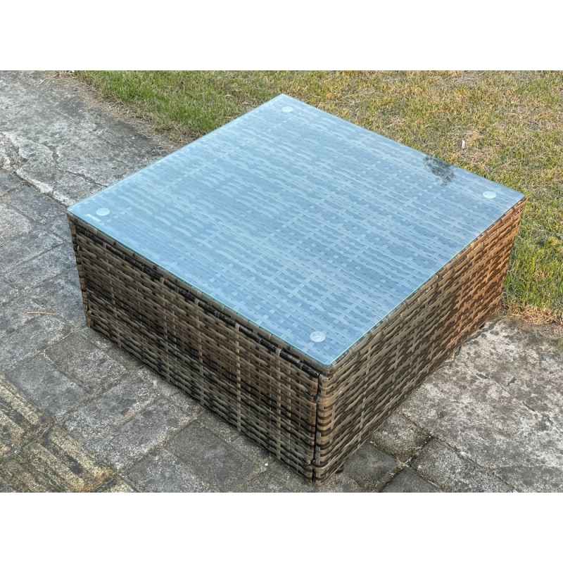 Fimous Outdoor Garden Furniture Sets 8 Seater Wicker Rattan Furniture Sofa Sets with Square Coffee Table Love seat Sofa 2 Small Footstools Side Table