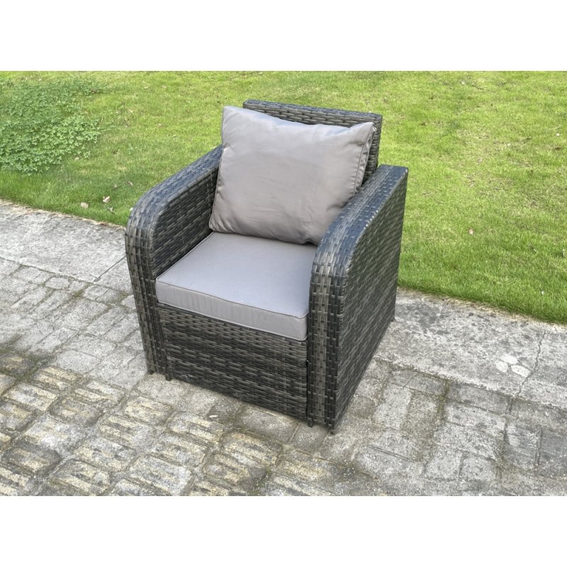 Fimous Outdoor Rattan Garden Furniture Sofa Set Dining Table Reclining Chairs Love Sofa 6 Seater