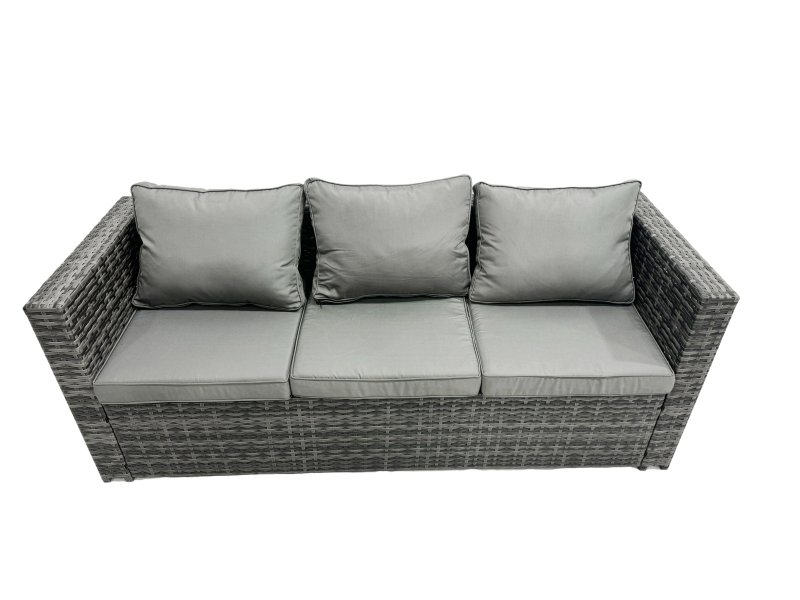 Fimous Rattan Dining Table Sofa Set with 2 Big Stool Outdoor 11 Seat Garden Furniture Set Dark Grey Mixed