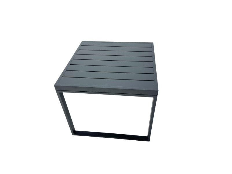 Fimous Outdoor Garden Furniture Set Aluminium Lounge 3 Seat Sofa Oblong Coffee Table Sets with 4 Stools 2 Side Tables Dark Grey