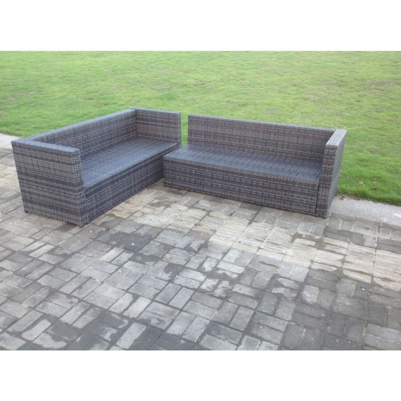 Fimous 8 Seater Rattan Corner Sofa Set With Square Coffee Table Footstools