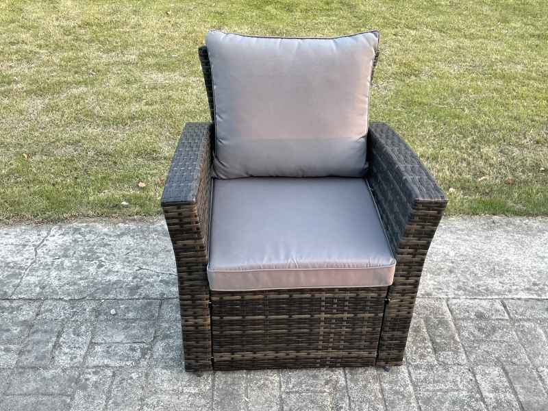 Fimous 9 Seater Rattan Garden Furniture Sets High Back Corner Sofa Rectangular Dining Table Set with Big Footstool 2 Armchairs Dark Grey Mixed
