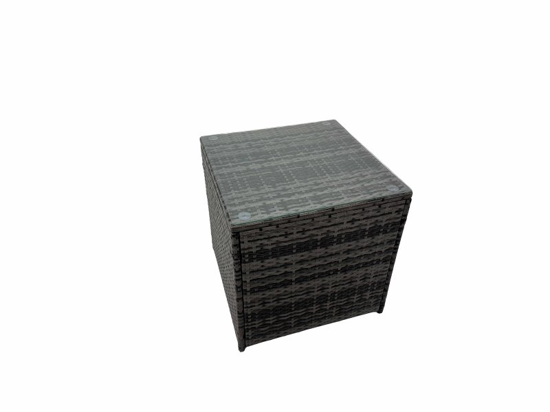 Fimous Patio Sofa Oblong Coffee Table Set Rattan Garden Furniture Set with 2 Chairs Side Table Dark Grey Mixed