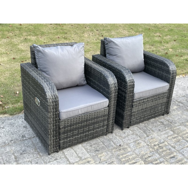 Fimous PE Rattan Garden Furniture Set Adjustable Chair Sofa Double Love Seat 2 Seater Sofa Square Coffee Table