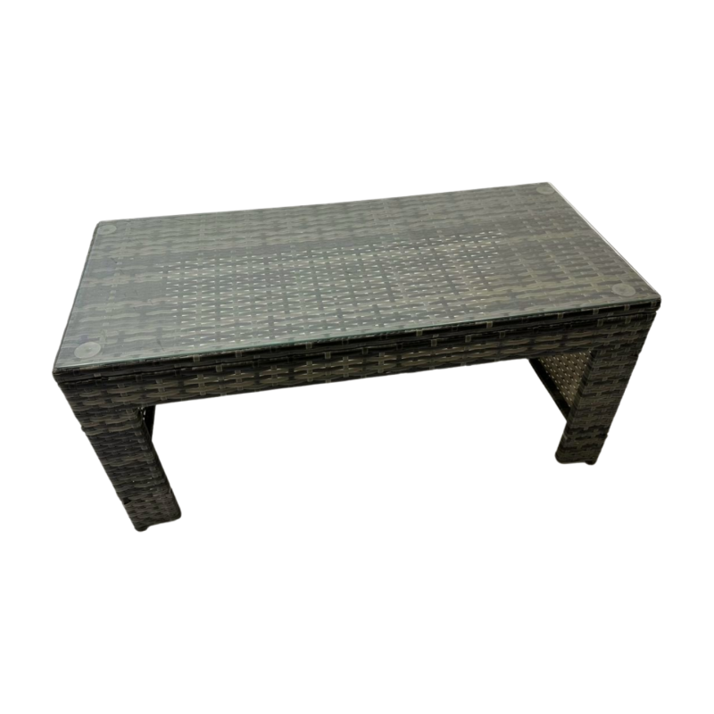 Fimous Rattan Garden Outdoor Furniture Set 3 Seater Sofa Coffee Table with 2 Side Tables 4 Footstools Dark Grey Mixed