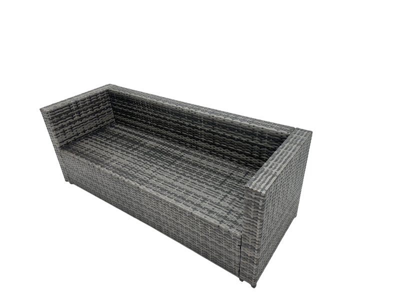 Fimous Rattan Garden Furniture Dining Set 10-seater Patio Coffee Table Sofa Set with 2 Big Stools Side Table Dark Grey Mixed