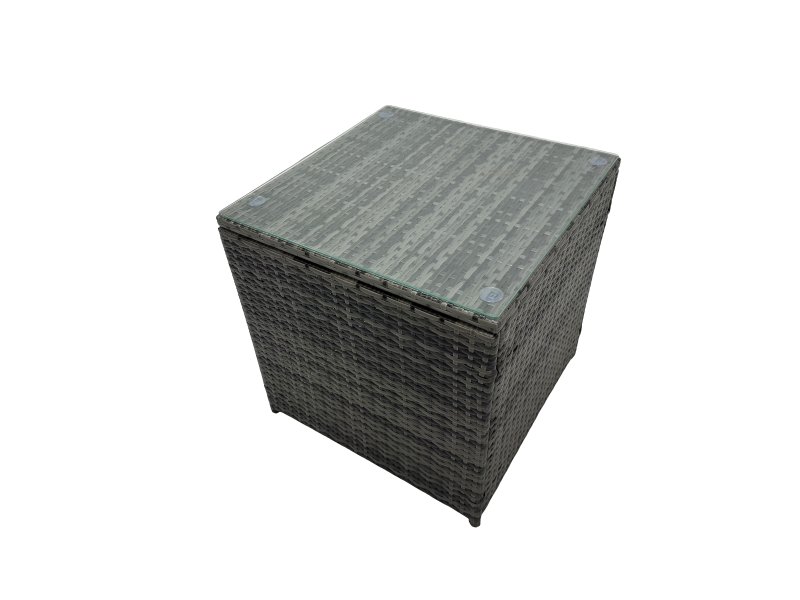 Fimous Outdoor 3 Seater Sofa Coffee Table Set Garden Rattan Furniture Set 8 Seater with 2 Big Stools Side Table Dark Grey