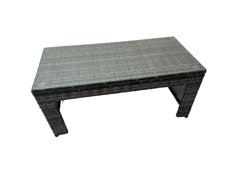 Fimous 10 Seat Poly Rattan Outdoor Patio Oblong Coffee Table Corner Sofa Set with 3 Stool Chair for Garden Backyard Dark Grey Mixed