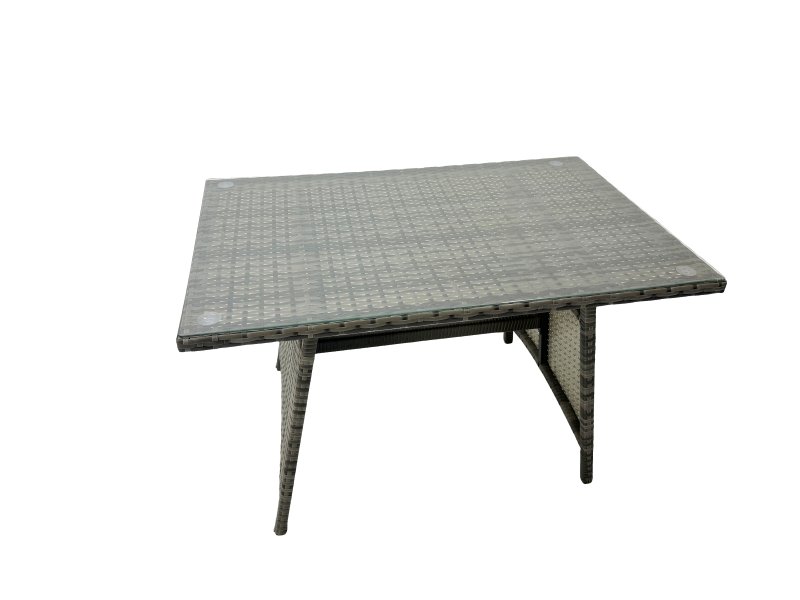 Fimous 8 Seater Garden Outdoor Rattan Furniture Set Rattan Sofa Oblong Dining Table with 2 Big Stools Dark Grey