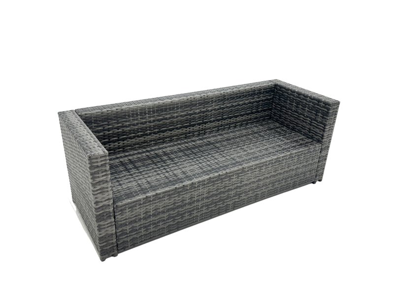 Fimous Outdoor Dining Table Sofa Set with Side Table Big Footstool Garden Furniture Set Dark Grey Mixed