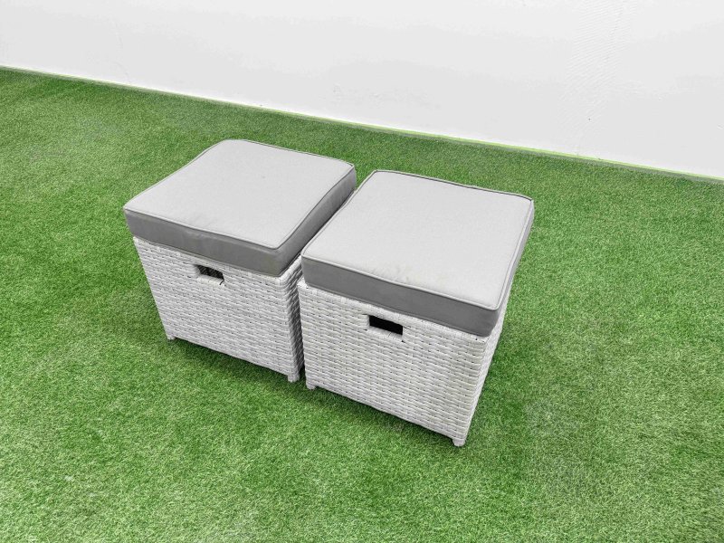 Fimous 10 Seater Poly Rattan Outdoor Garden Furniture Sofa Set Patio 3 Seater Sofa Reclining Chair 3 Seater Sofa 3 Stools 2 Side Table Light Grey