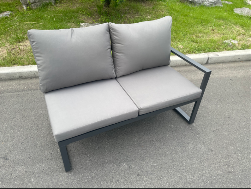 Fimous Aluminium 12 Seater Garden Furniture Outdoor Set Patio Lounge Sofa Gas Fire Pit Dining Table Set with 3 Chair 2 Big Footstools Dark Grey