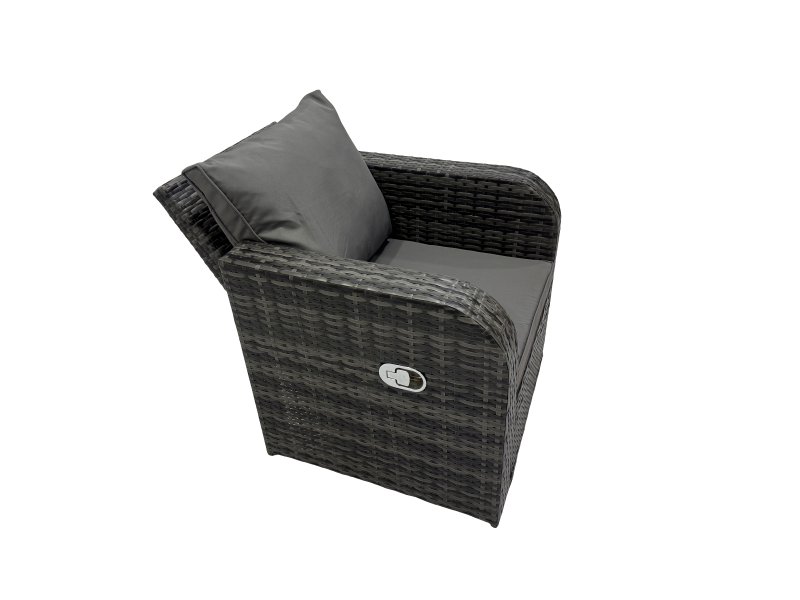 Fimous 3 Seater Sofa Reclining Chair Coffee Table Set Rattan Garden Outdoor Furniture Set with 4 Stool Dark Grey Mixed