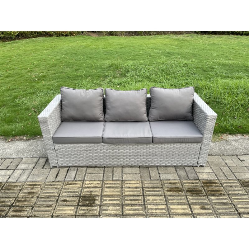 Fimous 11 Seater Outdoor PE Rattan Garden Funiture Set Height Adjustable Rising Lifting Table Sofa Dining Set with Side Table 2 Big Footstools