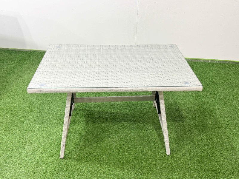 Fimous 11 Seater Garden Outdoor Rattan Furniture Set Rattan Corner Sofa Oblong Dining Table with 2 Armchairs 3 Footstools Light Grey Mixed