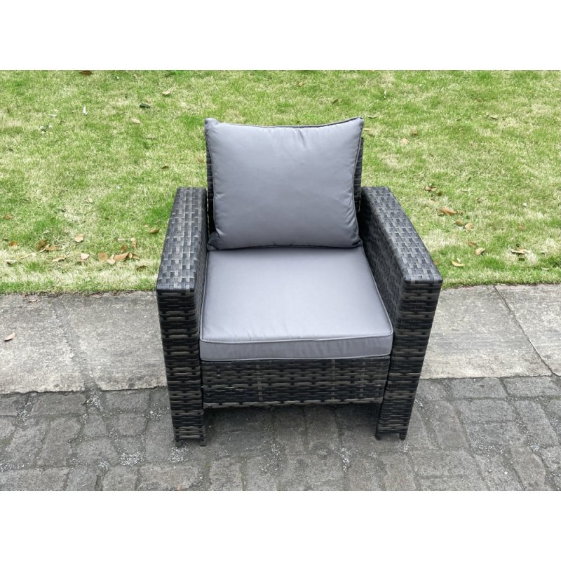 Fimous 7 Seater Dark Grey Mixed High Back Rattan Sofa Set Dining Table Garden Furniture Outdoor