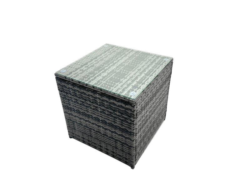 Fimous Outdoor Rattan Garden Furniture Set 9 Seater Patio Lounge Sofa Set with Square Coffee Table 2 Side Table 3 Footstools Dark Grey Mixed