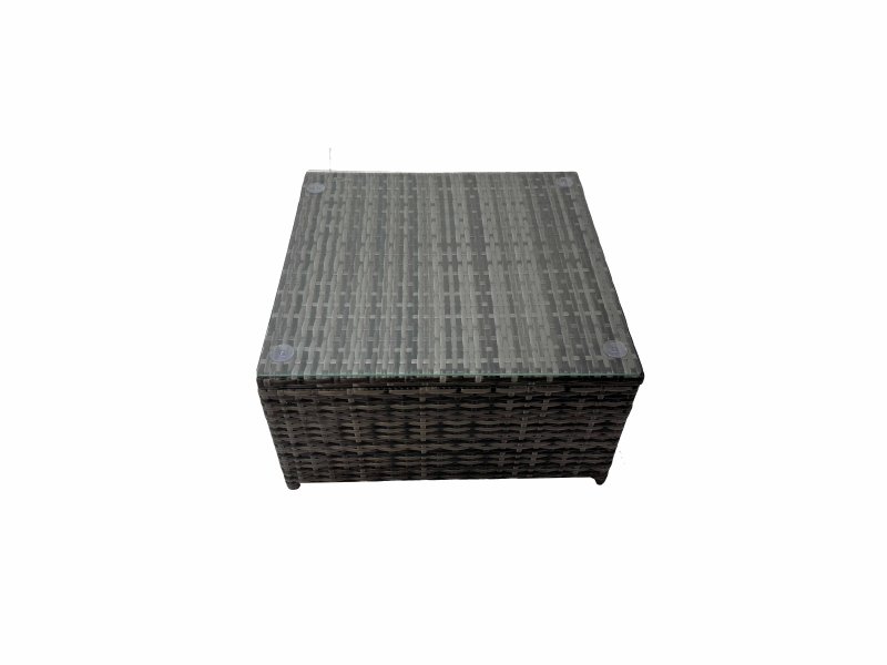 Fimous Outdoor PE Rattan Garden Furniture Sofa Set with Square Coffee Table Big Stool Dark Grey