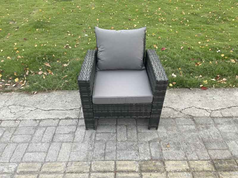 Fimous Garden Furniture Sets 9 Pieces Rattan Furniture Handmade Wicker Patio Sofa Set with 3 Footstools Side Table Dark Grey Mixed